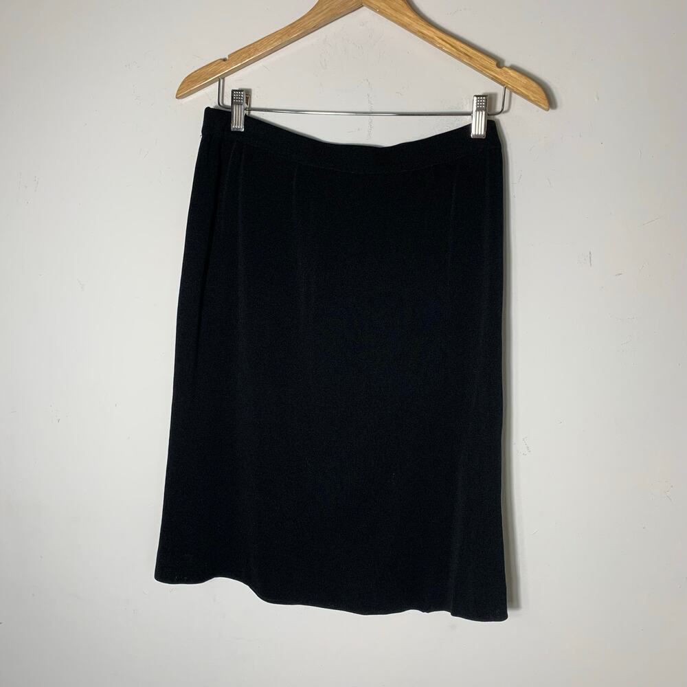 Womens Ming Wang Black Knitwear Knee Length Skirt Size L EUC!